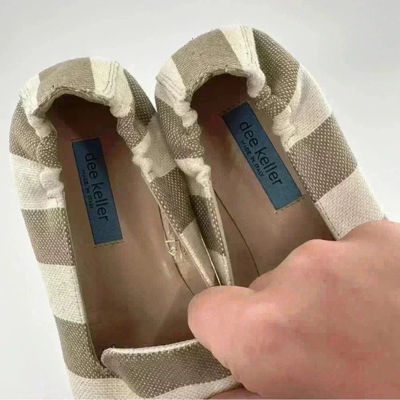 Dee Keller womens flats size 35.5 taupe cream canvas pointy to flatform loafers - Picture 10 of 12